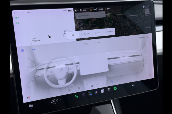 Tesla Model 3 Long Range AWD 75kWh 463PK Full Self Driving Ivoor Interieur All-Season banden Privacy Glas Premium Audio Panoramadak Navi Camer SOH 82% Lmv Leder Memory Elek.Stoelen Achterbank+Stoelverwarming Keyless Wifi Origineel Nederlandse Particuliere Auto Fabrieksgarantie op Accu en motor tot 25-3-2027/192.000KM