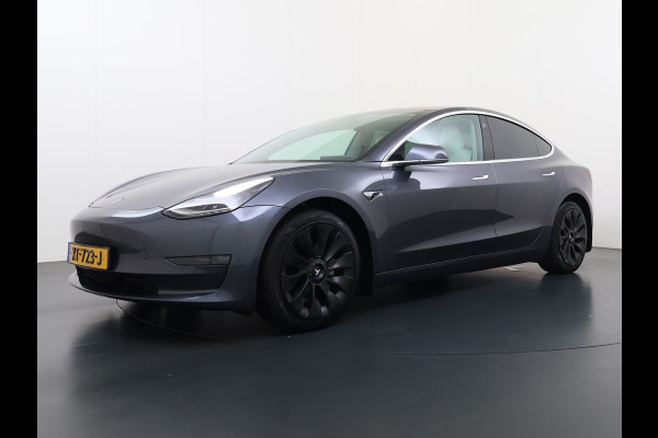 Tesla Model 3 Long Range AWD 75kWh 463PK Full Self Driving Ivoor Interieur All-Season banden Privacy Glas Premium Audio Panoramadak Navi Camer SOH 82% Lmv Leder Memory Elek.Stoelen Achterbank+Stoelverwarming Keyless Wifi Origineel Nederlandse Particuliere Auto Fabrieksgarantie op Accu en motor tot 25-3-2027/192.000KM