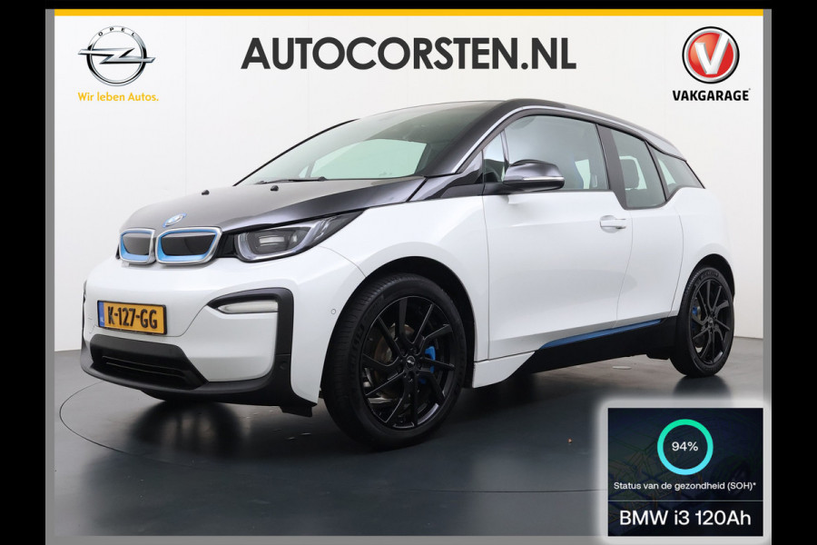 BMW i3 Executive Edition 120Ah 42kWh SOH 94% Warmtepomp Two-Tone Camera Navi-Pro Stoelverwarming Ecc Cruise Control Pdc Lmv 19" Isofix DAB Bluetooth Led Comfort pack advance Origineel Nederlandse Auto