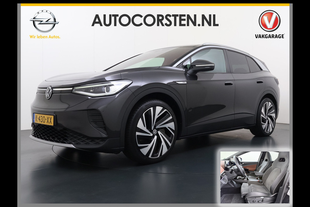 Volkswagen ID.4 Max 82kWh SOH 93% Warmtepomp Panoramdak Ergo Active+Memory Head-Up Display 360°Camera Stoel+Stuurverwarming Navi Ecc Pdc Apple Carplay/Android Auto Lmv 21" Keyless advanced display Matrix led Dodehoek detector Dealeronderhouden 1e Eigenaar Origineel Nederlandse Auto