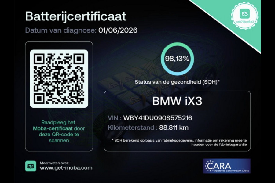 BMW iX3 High Executive 80 kWh (SOH 98,1%, PANO, CAMERA, STOEL/STUUR VERWARMING, ELEKTR STOELEN, CRUISE ADAPTIEF, PARKEERSENSOREN)