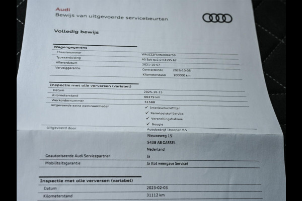 Audi A5 Sportback 45 TFSI quattro S edition 265pk | B&O | S-Sportstoelen + Massage| Camera | Adaptive cruise | Memory Seats | Keyless Entry |