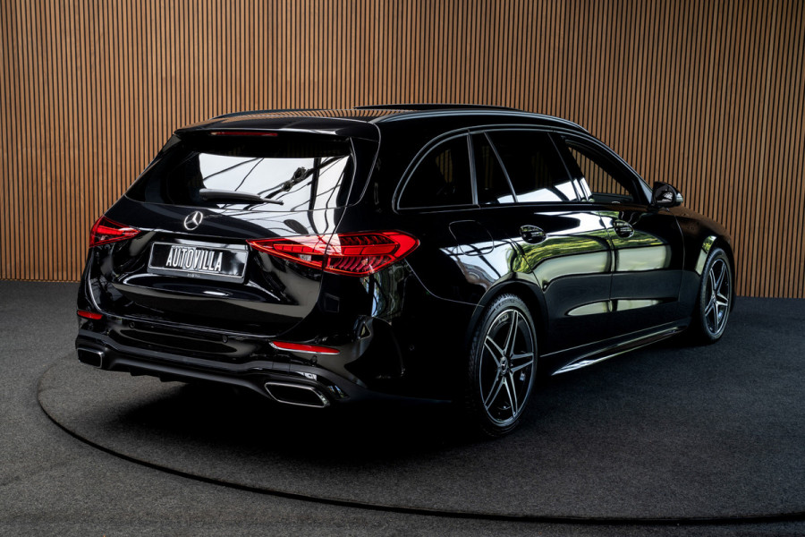Mercedes-Benz C-Klasse Estate 180 AMG Line Panodak Leer 360° Memory Distronic+ Matrix Laser Navi LED Nightpack Elektr. trekhaak PTS Ambient Plus Elekt. achterklep LM velgen BTW auto!