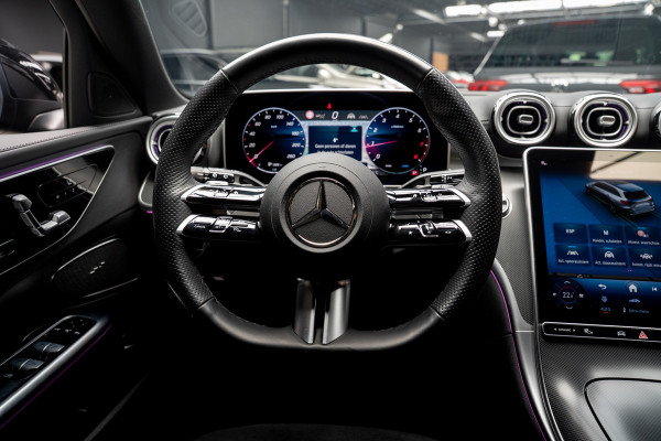 Mercedes-Benz C-Klasse Estate 180 AMG Line Panodak Leer 360° Memory Distronic+ Matrix Laser Navi LED Nightpack Elektr. trekhaak PTS Ambient Plus Elekt. achterklep LM velgen BTW auto!