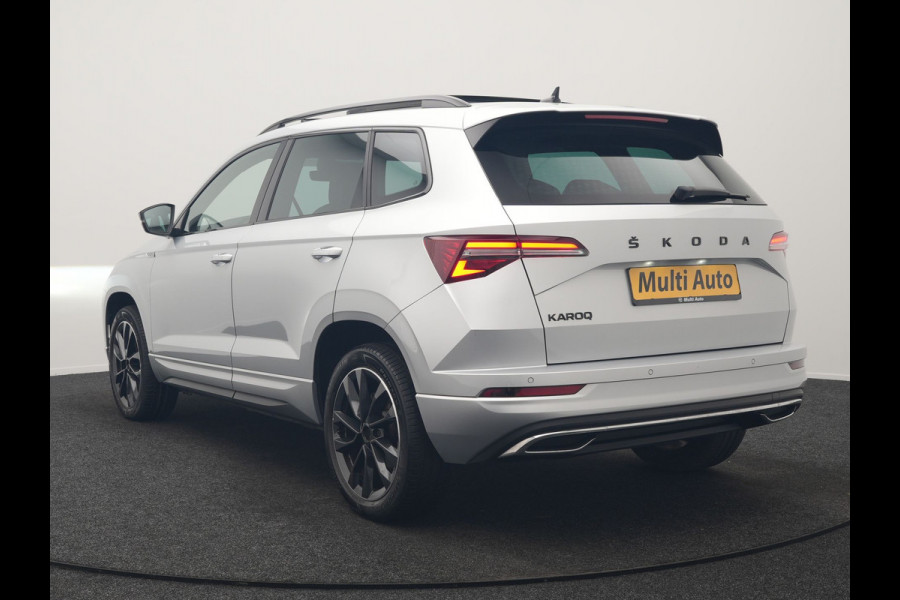 Škoda Karoq 1.5 TSI ACT Sportline Facelift Model 150pk DSG Dealer O.H | Trekhaak Af Fabriek | Adaptive Cruise | Crystal LED | Lederen Sportstoelen Memory & Verwarmd | Keyless | Sfeerverlichting | Apple Carplay | Verwarmd Sportstuur | Navigatie | Virtual | DAB |