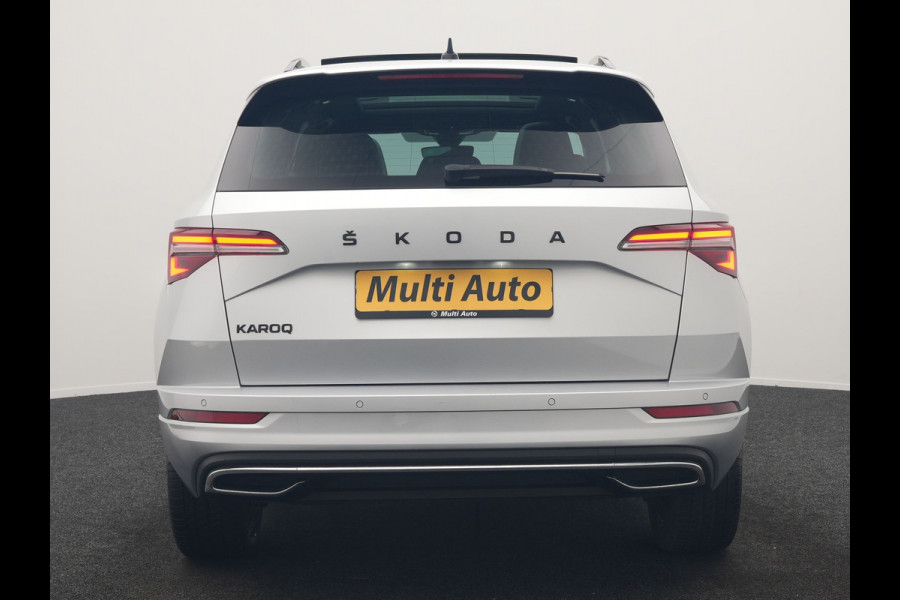 Škoda Karoq 1.5 TSI ACT Sportline Facelift Model 150pk DSG Dealer O.H | Trekhaak Af Fabriek | Adaptive Cruise | Crystal LED | Lederen Sportstoelen Memory & Verwarmd | Keyless | Sfeerverlichting | Apple Carplay | Verwarmd Sportstuur | Navigatie | Virtual | DAB |