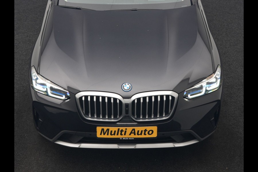 BMW X3 xDrive30e High Executive SOH 92.3% 293pk Dealer O.H | Trekhaak Af Fabriek | Panodak | Head Up | 360 Camera | Laser LED | Hifi Audio | Lederen Sportstoelen Memory & Ventilatie | Keyless | Apple Carplay | Stuur & Stoelen Verwarmd | Cruise Control | Navigatie | Virtual | DAB | 18" L.M | Plug In Hybrid |