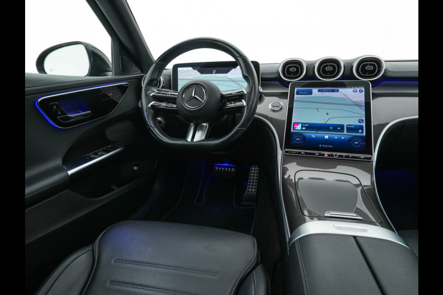 Mercedes-Benz C-Klasse 180 AMG Line MHEV (INCL-BTW) *PANO | LEATHER | FULL-LED | DIGI-COCKPIT | HEATED-SPORTSEATS | BLINDSPOT | CAMERA | DAB | AMBIENTLIGHT | SHIFTPADDLES | PRIVACY-GLASS | ECC | PDC | CRUISE | CARPLAY | CARBON-INLAY
