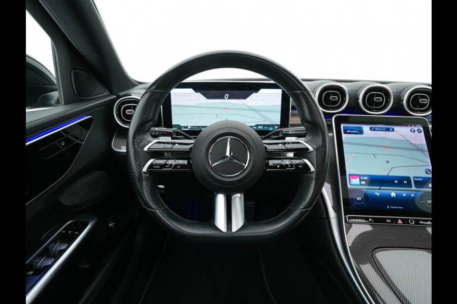 Mercedes-Benz C-Klasse 180 AMG Line MHEV (INCL-BTW) *PANO | LEATHER | FULL-LED | DIGI-COCKPIT | HEATED-SPORTSEATS | BLINDSPOT | CAMERA | DAB | AMBIENTLIGHT | SHIFTPADDLES | PRIVACY-GLASS | ECC | PDC | CRUISE | CARPLAY | CARBON-INLAY