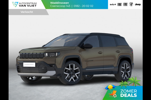 Jeep Compass First Edition 74 kWh | Adapt. Cruise | Camera | Carplay | 20" | Elektr. A-Klep | Navi | Winter Pack | Schuif/Kanteldak | Premium Pack | Conv. Pack | Warmtepomp