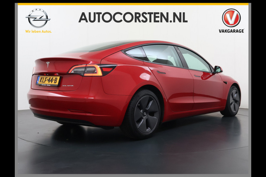 Tesla Model 3 Long Range AWD 75kWh Facelift Warmtepomp Elek.Achterklep Draadloze Tel.lader Leder Panoramadak Adap.Cruise Camera's Navi Ecc Sto Intel Atom® Lmv Lane Assist Dodehoekwaarschuwing Keyless Elek.Stoelen+Memory Google®-Maps Fabrieksgarantie op motor en accu tot 17-11-2028/192.000km