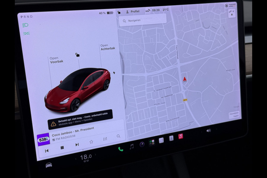 Tesla Model 3 Long Range AWD 75kWh Facelift Warmtepomp Elek.Achterklep Draadloze Tel.lader Leder Panoramadak Adap.Cruise Camera's Navi Ecc Sto Intel Atom® Lmv Lane Assist Dodehoekwaarschuwing Keyless Elek.Stoelen+Memory Google®-Maps Fabrieksgarantie op motor en accu tot 17-11-2028/192.000km