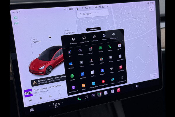 Tesla Model 3 Long Range AWD 75kWh Facelift Warmtepomp Elek.Achterklep Draadloze Tel.lader Leder Panoramadak Adap.Cruise Camera's Navi Ecc Sto Intel Atom® Lmv Lane Assist Dodehoekwaarschuwing Keyless Elek.Stoelen+Memory Google®-Maps Fabrieksgarantie op motor en accu tot 17-11-2028/192.000km