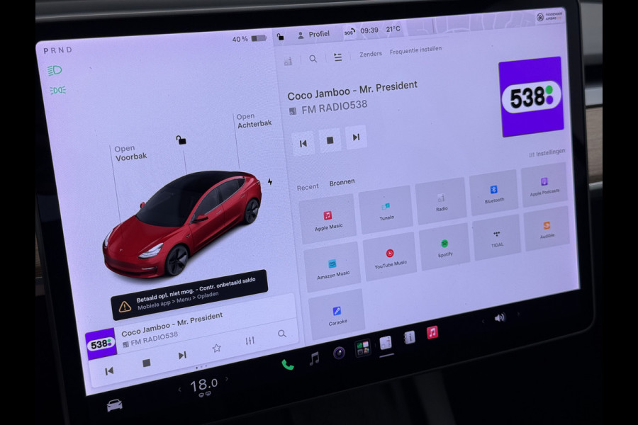 Tesla Model 3 Long Range AWD 75kWh Facelift Warmtepomp Elek.Achterklep Draadloze Tel.lader Leder Panoramadak Adap.Cruise Camera's Navi Ecc Sto Intel Atom® Lmv Lane Assist Dodehoekwaarschuwing Keyless Elek.Stoelen+Memory Google®-Maps Fabrieksgarantie op motor en accu tot 17-11-2028/192.000km