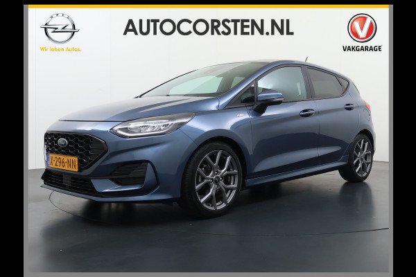 Ford Fiesta 1.0T 125PK Hybrid ST-Line Stoel+Stuur+Voorruitverwarming Apple Carplay/Android Auto Navi* Ecc Cruise Control Pdc Keyless DAB+ Bluetooth Lmv Lane Assist Isofix Regensensor 1e Eigenaar Origineel Nederlandse Auto