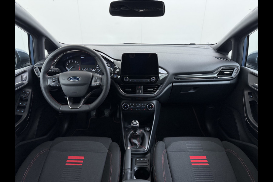 Ford Fiesta 1.0T 125PK Hybrid ST-Line Stoel+Stuur+Voorruitverwarming Apple Carplay/Android Auto Navi* Ecc Cruise Control Pdc Keyless DAB+ Bluetooth Lmv Lane Assist Isofix Regensensor 1e Eigenaar Origineel Nederlandse Auto