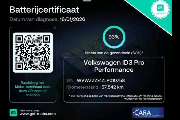 Volkswagen ID.3 First Max 58 kWh 93% soh Pano|Memory|Camera|Stoelverwarming
