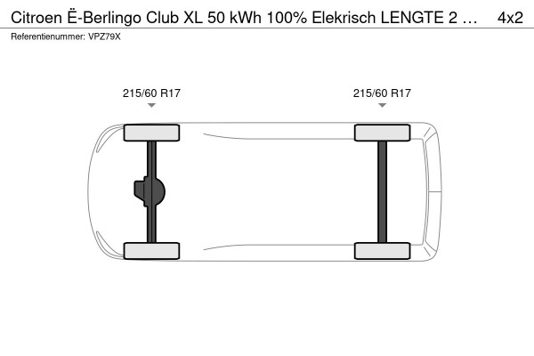 Citroën E-Berlingo Club XL 50 kWh 100% Elekrisch LENGTE 2 S.O.H 90% ECC 3 ZITS CRUISE CONTROL