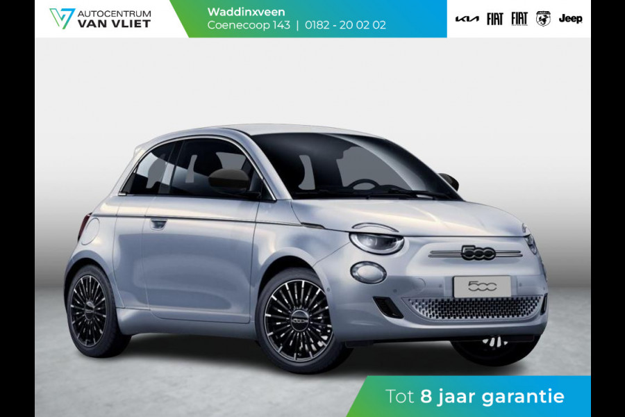 Fiat 500E 3+1 La Prima 42 kWh | Clima | LED | PDC | JBL Premium Audio | 17" | Camera | BSM | Canneloni Ivory/Piombo interieur