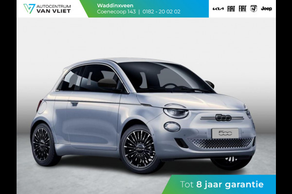 Fiat 500E 3+1 La Prima 42 kWh | Clima | LED | PDC | JBL Premium Audio | 17" | Camera | BSM | Canneloni Ivory/Piombo interieur