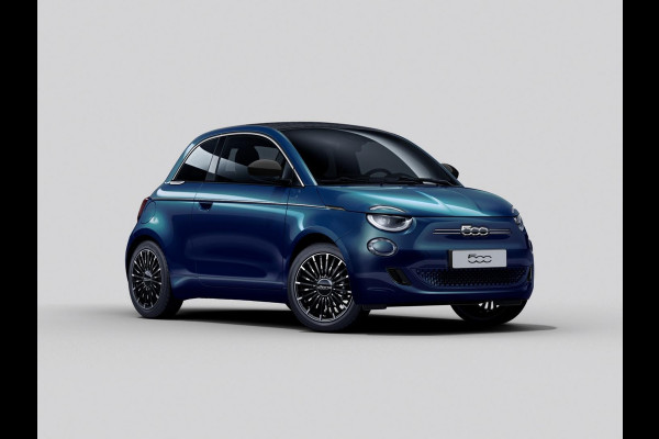 Fiat 500E Cabrio La Prima 42 kWh | Clima | LED | PDC | JBL Premium Audio | 17" | Camera | BSM | Canneloni Ivory/Piombo interieur