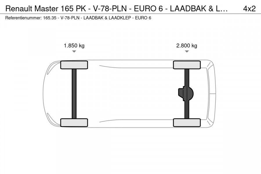 Renault Master 165 PK - V-78-PLN - EURO 6 - LAADBAK & LAADKLEP