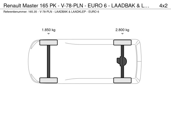 Renault Master 165 PK - V-78-PLN - EURO 6 - LAADBAK & LAADKLEP
