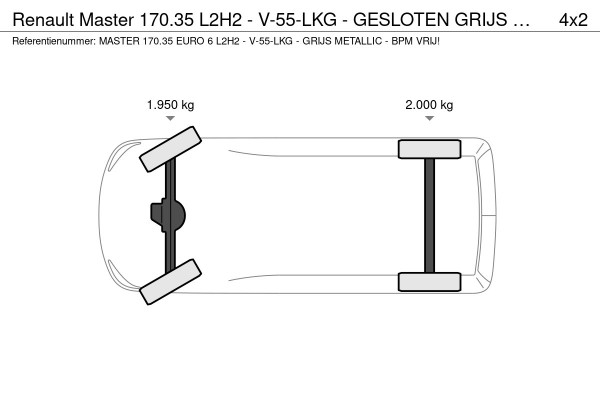 Renault Master 170.35 L2H2 - V-55-LKG - GESLOTEN GRIJS METALLIC - EURO 6 - BPM VRIJ!