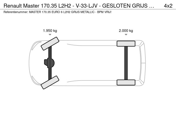 Renault Master 170.35 L2H2 - V-33-LJV - GESLOTEN GRIJS METALLIC - EURO 6 - BPM VRIJ!