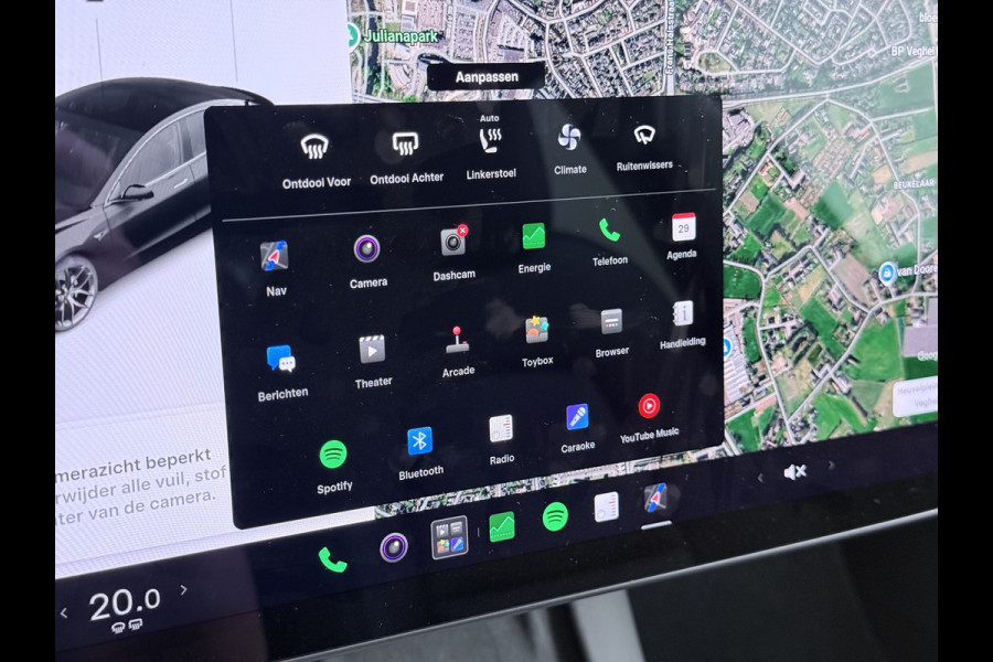 Tesla Model 3 Performance AWD 513PK Facelift Warmtepomp Lmv 20" Panoramadak Adap.Cruise Elek.Verwarmde Stoelen+Memory Inductieladen Navi Camer SOH 85.6% Led Pdc Privacy Glas Elek.Achterklep Keyless 4WD Fabrieksgarantie op Accu en Motor tot 18-02-2029/192.000KM