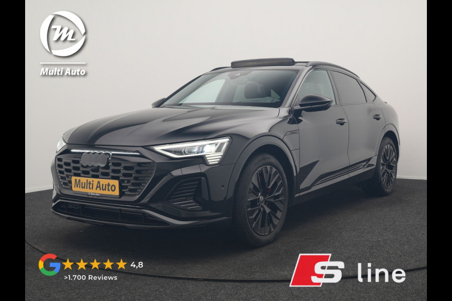 Audi Q8 Sportback e-tron 55 quattro 2x S Line 114 kWh 408pk Dealer O.H. | Luchtvering | Panodak | Head Up | 360 Camera | Matrix LED | Alcantara Sportstoelen Memory & Verwarmd | Keyless | Sfeerverlichting | Apple Carplay | Navigatie | DAB |