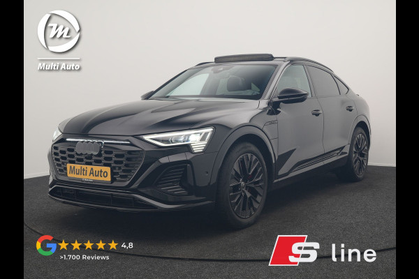 Audi Q8 Sportback e-tron 55 quattro 2x S Line 114 kWh 408pk Dealer O.H. | Luchtvering | Panodak | Head Up | 360 Camera | Matrix LED | Alcantara Sportstoelen Memory & Verwarmd | Keyless | Sfeerverlichting | Apple Carplay | Navigatie | DAB |