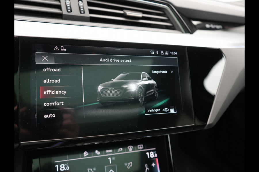 Audi Q8 Sportback e-tron 55 quattro 2x S Line 114 kWh 408pk Dealer O.H. | Luchtvering | Panodak | Head Up | 360 Camera | Matrix LED | Alcantara Sportstoelen Memory & Verwarmd | Keyless | Sfeerverlichting | Apple Carplay | Navigatie | DAB |