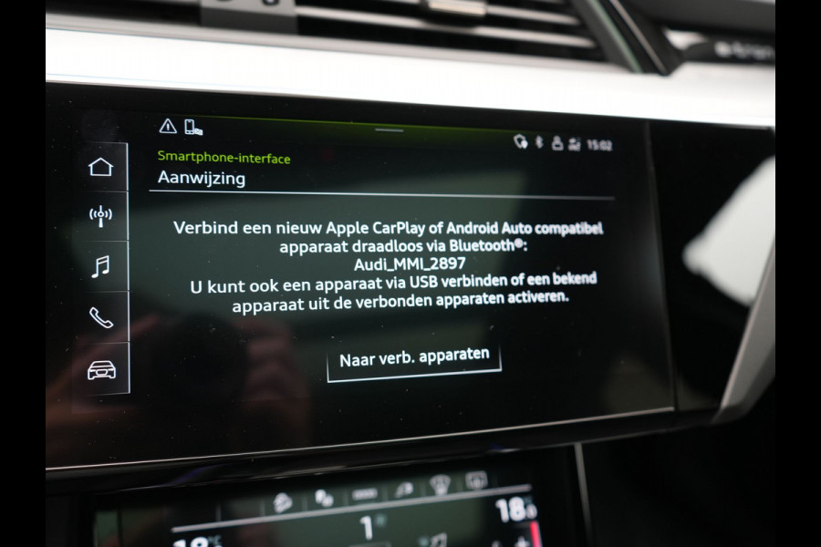 Audi Q8 Sportback e-tron 55 quattro 2x S Line 114 kWh 408pk Dealer O.H. | Luchtvering | Panodak | Head Up | 360 Camera | Matrix LED | Alcantara Sportstoelen Memory & Verwarmd | Keyless | Sfeerverlichting | Apple Carplay | Navigatie | DAB |