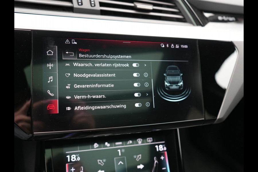 Audi Q8 Sportback e-tron 55 quattro 2x S Line 114 kWh 408pk Dealer O.H. | Luchtvering | Panodak | Head Up | 360 Camera | Matrix LED | Alcantara Sportstoelen Memory & Verwarmd | Keyless | Sfeerverlichting | Apple Carplay | Navigatie | DAB |