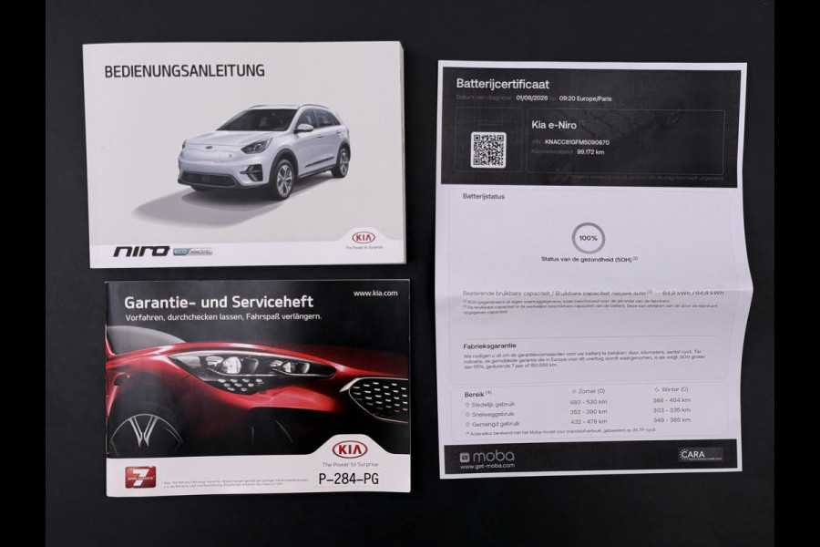 Kia e-Niro ExecutiveLine 64kWh SOH 100% Warmtepomp Panoramadak Adap.Cruise Stoelkoeling+Verwarming JBL®-Audio Leder Elek.Stoelen+Memory Cam Stuur+Achterbankverwarming Blind Spot VESS Lane Assist Lmv Privacy Glas Led Pdc DAB Dealeronderhouden