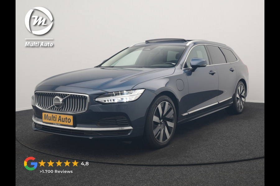 Volvo V90 T6 AWD Plus Bright LONG RANGE PHEV 350pk Dealer O.H. | Trekhaak Af Fabriek | Panodak | Adaptive Cruise | Camera | Harman / Kardon | Lederen Sportstoelen Memory & Verwarmd | Keyless | Blis | Stuur Verwarmd | Apple Carplay | Google Assistent | Plug In Hybrid |