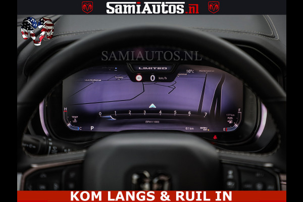 Dodge Ram 1500 Limited Night H.O 540HP 706Nm | Massage + Full Option | De Meest Luxe en Volle Pick-Up in zijn Klasse | Comfortabele Dubbele Cabine met Royale 5 Zitplaatsen | BPM vrij | Nu Leverbaar uit Voorraad | Voorraad Nr 2334 - 5409 | De specialist in Amerikaanse pick‑ups in Nederland en Europa.