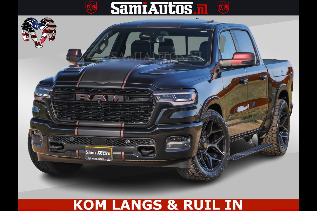 Dodge Ram Limited H.O 540HP 706Nm | Massage + Full Option | De Meest Luxe en Volle Pick-Up in zijn Klasse | Comfortabele Dubbele Cabine met Royale 5 Zitplaatsen | BPM vrij | Nu Leverbaar uit Voorraad | Voorraad Nr 2304 - 8540 | De specialist in Amerikaanse pick‑ups in Nederland en Europa.