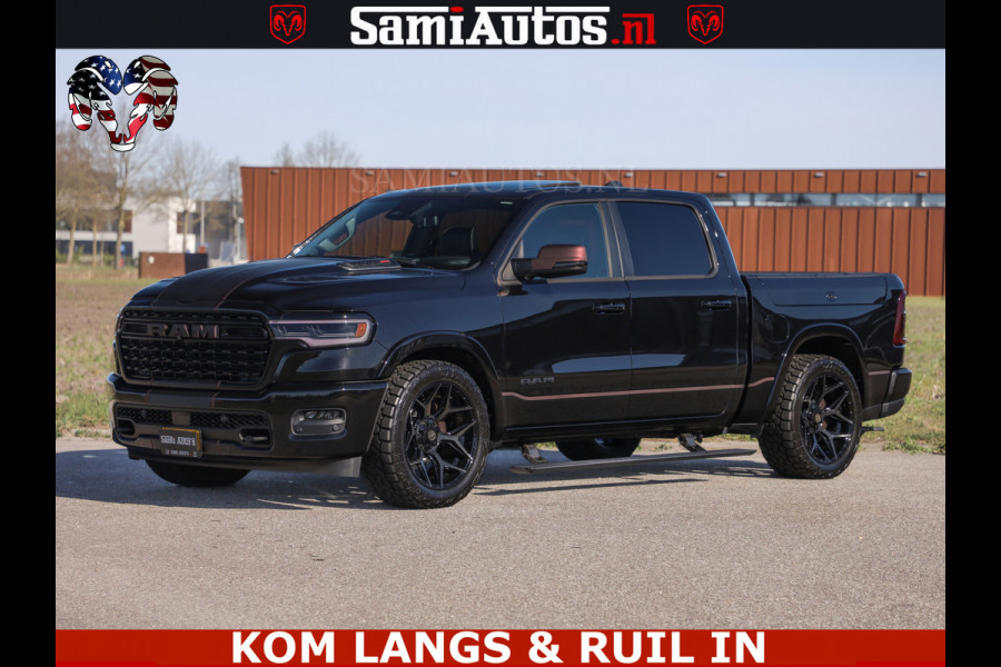 Dodge Ram Limited H.O 540HP 706Nm | Massage + Full Option | De Meest Luxe en Volle Pick-Up in zijn Klasse | Comfortabele Dubbele Cabine met Royale 5 Zitplaatsen | BPM vrij | Nu Leverbaar uit Voorraad | Voorraad Nr 2304 - 8540 | De specialist in Amerikaanse pick‑ups in Nederland en Europa.