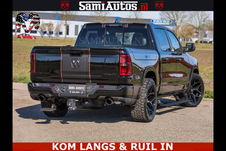 Dodge Ram Limited H.O 540HP 706Nm | Massage + Full Option | De Meest Luxe en Volle Pick-Up in zijn Klasse | Comfortabele Dubbele Cabine met Royale 5 Zitplaatsen | BPM vrij | Nu Leverbaar uit Voorraad | Voorraad Nr 2304 - 8540 | De specialist in Amerikaanse pick‑ups in Nederland en Europa.