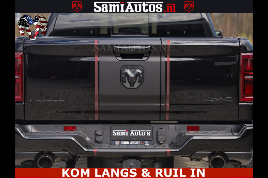 Dodge Ram Limited H.O 540HP 706Nm | Massage + Full Option | De Meest Luxe en Volle Pick-Up in zijn Klasse | Comfortabele Dubbele Cabine met Royale 5 Zitplaatsen | BPM vrij | Nu Leverbaar uit Voorraad | Voorraad Nr 2304 - 8540 | De specialist in Amerikaanse pick‑ups in Nederland en Europa.