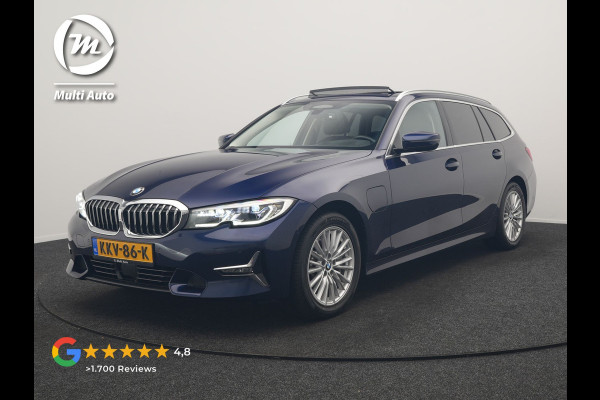BMW 3 Serie Touring 330e Luxury Line PHEV 293pk Dealer O.H. | Trekhaak Af Fabriek | Panodak | Head Up | Adaptive Cruise | Laser LED | Camera | Lederen Comfortstoelen Verwarmd | Sfeerverlichting | Keyless | Blis | Apple Carplay | Navigatie | DAB | Plug In Hybrid |
