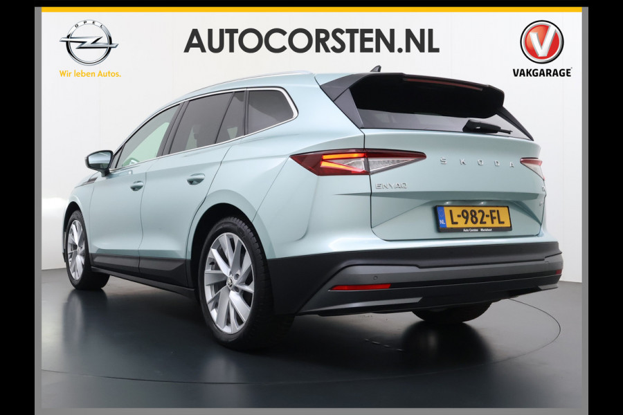 Škoda ENYAQ iV 60 Panoramadak Leder Stuur+Stoel+Achterbankverwarming 3-Zone Ecc Navi Apple Carplay Android Auto Draadloze Telefoonlader SOH 90.6% Elek.Achterklep Privacy Glas Lmv 20" Led Pdc Isofix DAB Lane Assist Dealeronderhouden Origineel Nederlandse Auto Zeer Compleet