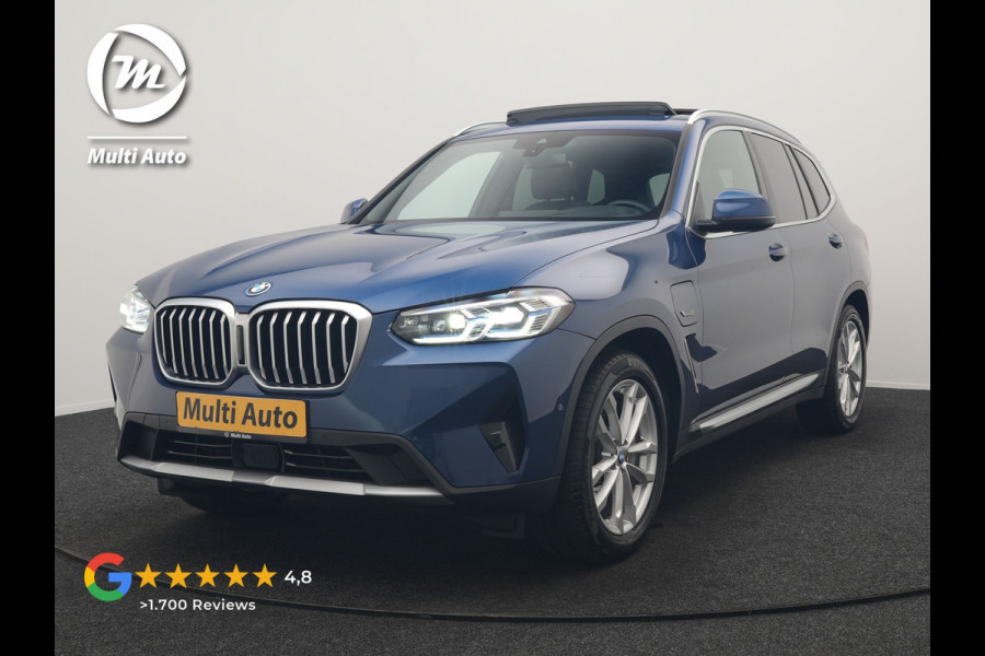 BMW X3 xDrive30e High Executive PHEV 293pk Dealer O.H | Trekhaak Af Fabriek | Panodak | Head Up | Adaptive Cruise | Camera | Laser LED | Hifi Audio | Lederen Sportstoelen Memory & Ventilatie | Keyless | Apple Carplay | Stoelverwarming | Navigatie | Virtual | DAB | 18" L.M | Plug In Hybrid |