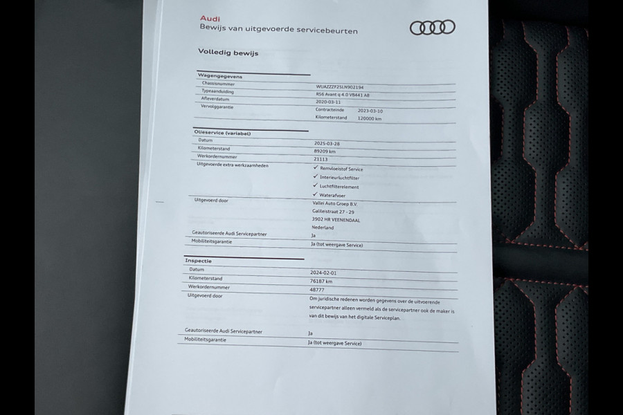 Audi RS6 4.0 TFSI 600PK Ceramic HUD Carbon Nardo 4WS Pano.dak Softclose B&O 360° Dealer-Serviced!