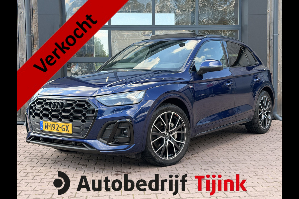 Audi Q5 50 TFSI e S edition | Pano | Trekhaak | Luchtvering | Black optiek | Leder | Stoelverwarming | Sfeerverlichting | Tourpakket | Camera |