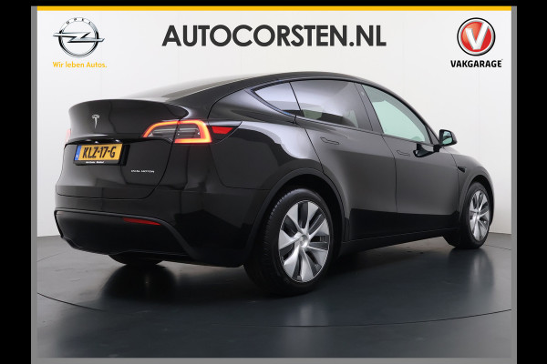 Tesla Model Y Long Range AWD 75kWh Warmtepomp Stoel+Stuur+Achterbankverwarming Premium Audio Leder Adap.Cruise Navi Camera's Ecc Keyless Voorv Elek.Achterklep AMD Ryzen™ Google Maps Dog+Kampeer modus Lmv 19" Led Privacy Glas Fabrieksgarantie op Accu en Motor tot 13-4-2031/192.000KM