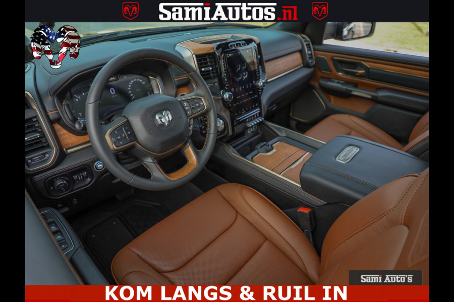 Dodge Ram LONGHORN ® EDITION | NEW SADDLE LEATHER | VIRTUAL | HEAD UP | PANODAK | LUCHTVERING | BOM VOL | DC | 5,7L V8 HEMI 402 PK | CREW CAB | DUBBELE CABINE | 4X4 | 5 PERSOONS | GRIJSKENTEKEN | LIMITED