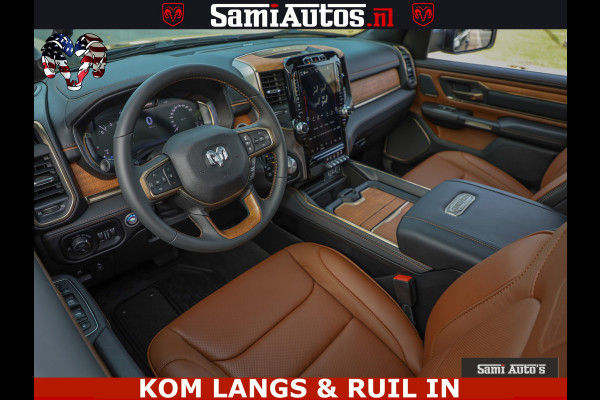Dodge Ram LONGHORN ® EDITION | NEW SADDLE LEATHER | VIRTUAL | HEAD UP | PANODAK | LUCHTVERING | BOM VOL | DC | 5,7L V8 HEMI 402 PK | CREW CAB | DUBBELE CABINE | 4X4 | 5 PERSOONS | GRIJSKENTEKEN | LIMITED